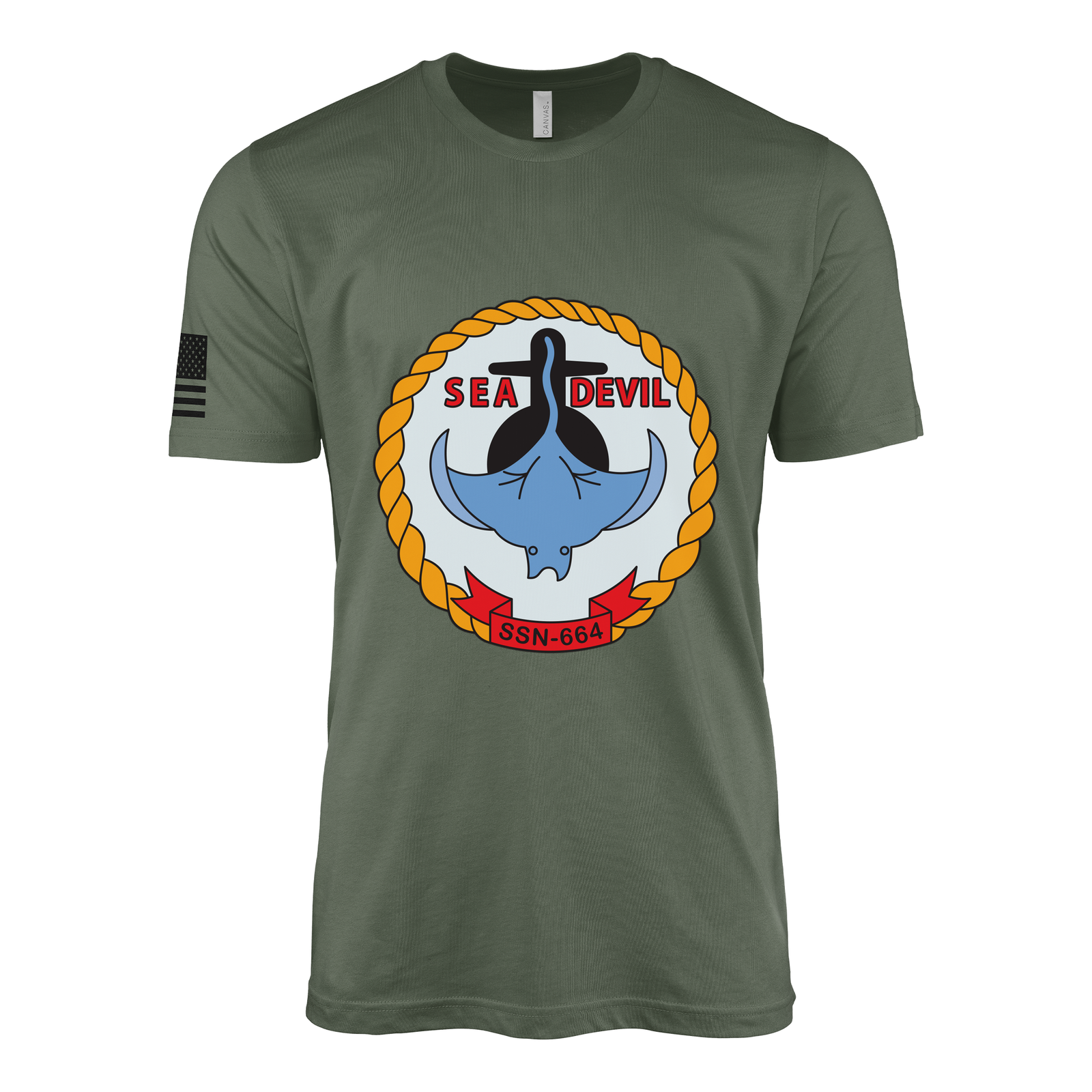 USS Sea Devil (SSN-664) Submarine T-Shirt Tactically Acquired Military Green XL