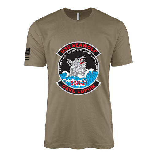 USS Seawolf (SSN-21) Submarine T-Shirt Tactically Acquired Coyote Brown S