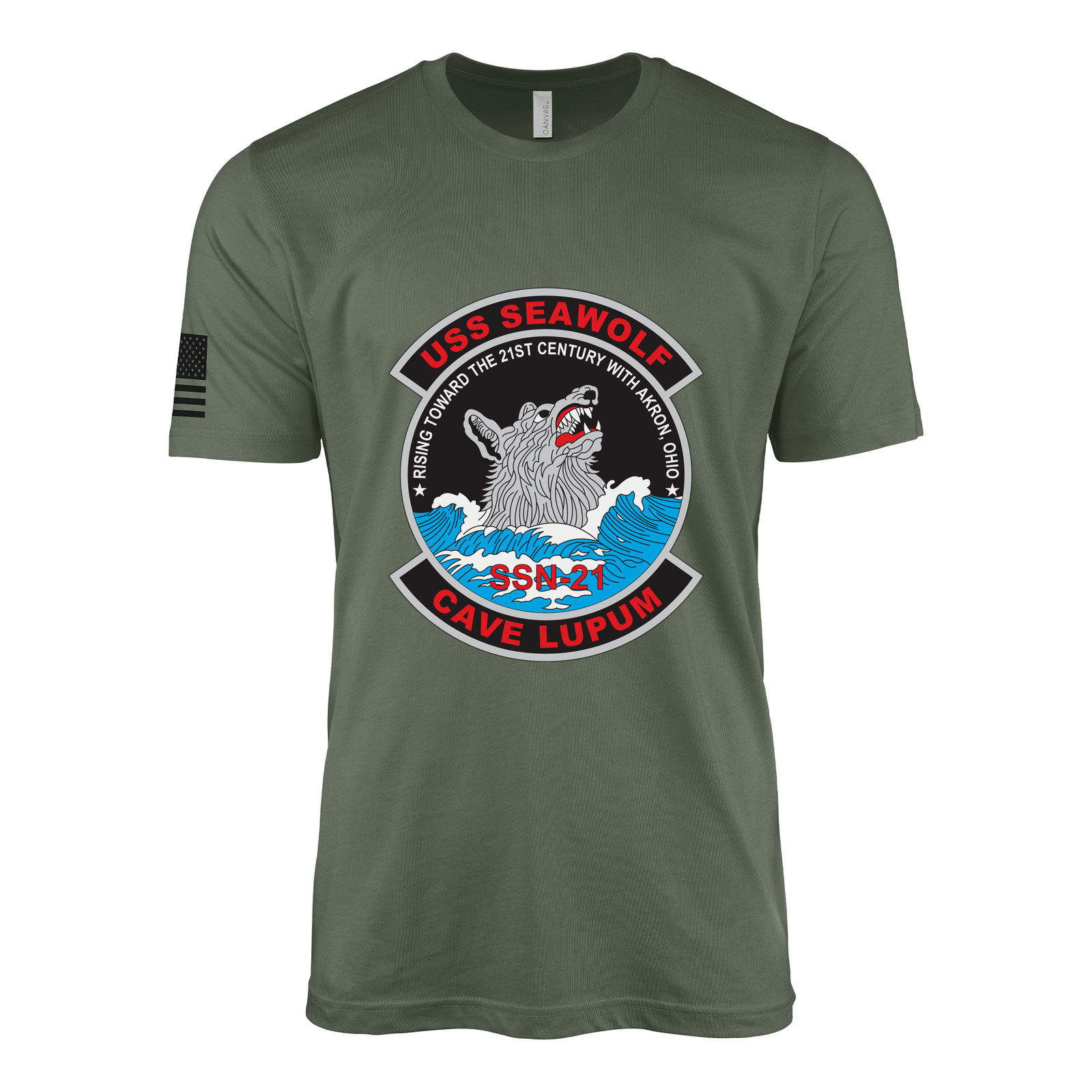 USS Seawolf (SSN-21) Submarine T-Shirt Tactically Acquired Military Green XL