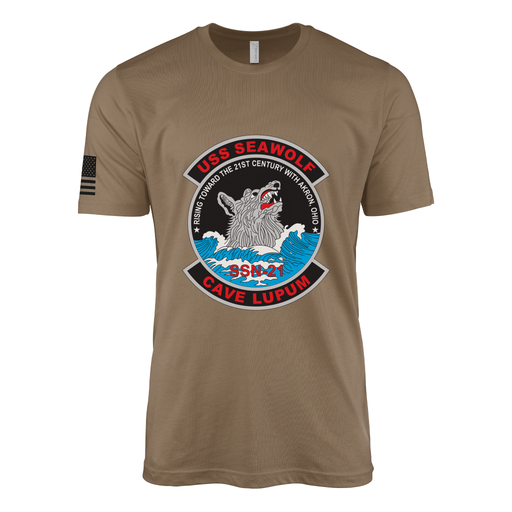 USS Seawolf (SSN-21) Submarine T-Shirt Tactically Acquired Woodland Brown M