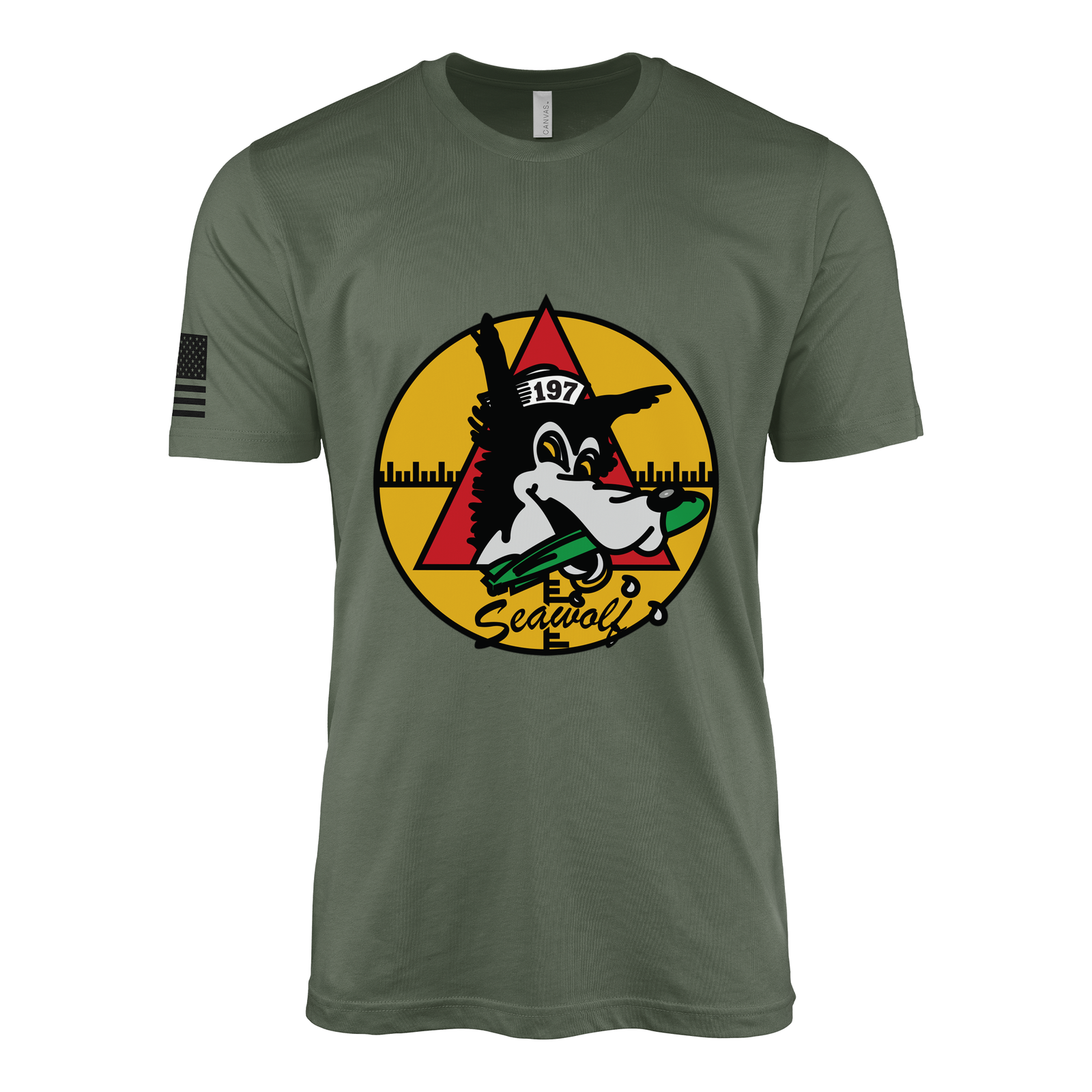 USS Seawolf (SS-197) Submarine T-Shirt Tactically Acquired Military Green L