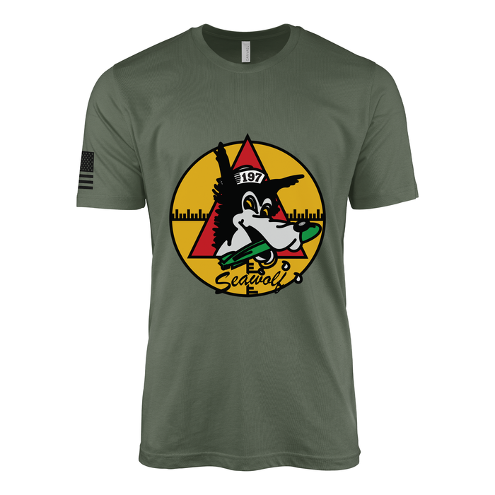 USS Seawolf (SS-197) Submarine T-Shirt Tactically Acquired Military Green L