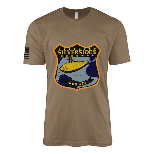 USS Silversides (SSN-679) Submarine T-Shirt Tactically Acquired Woodland Brown S