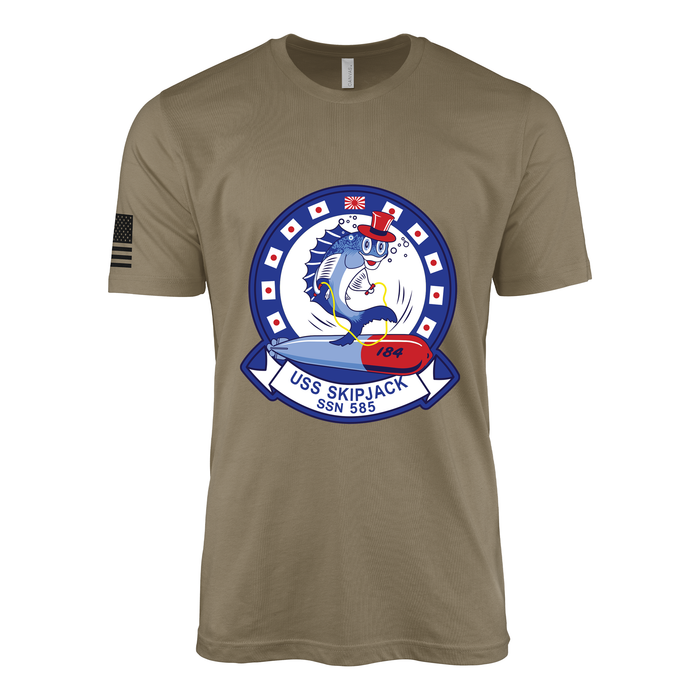 USS Skipjack (SSN-585) Submarine T-Shirt V2 Tactically Acquired Coyote Brown S