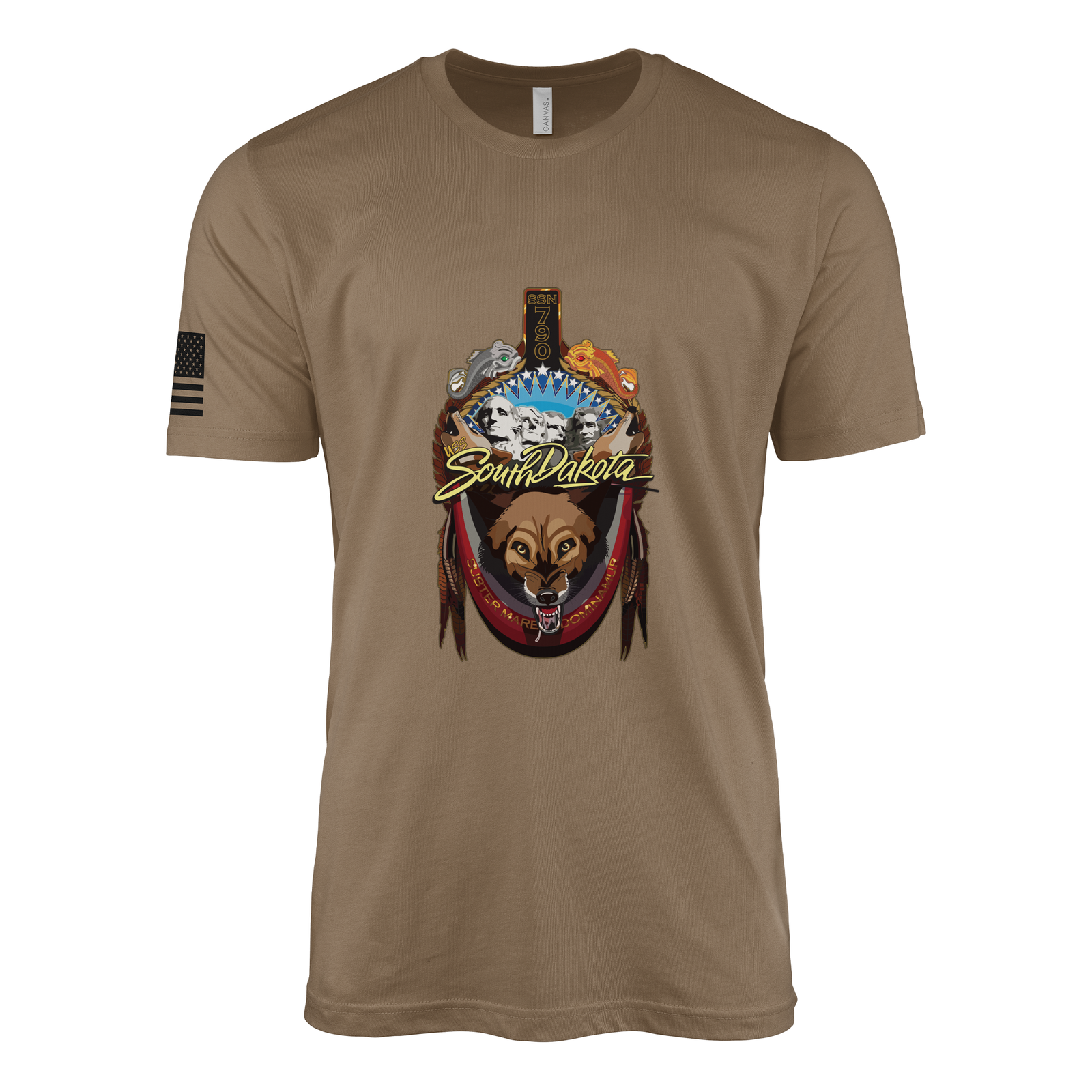 USS South Dakota (SSN-790) Submarine T-Shirt Tactically Acquired Woodland Brown M