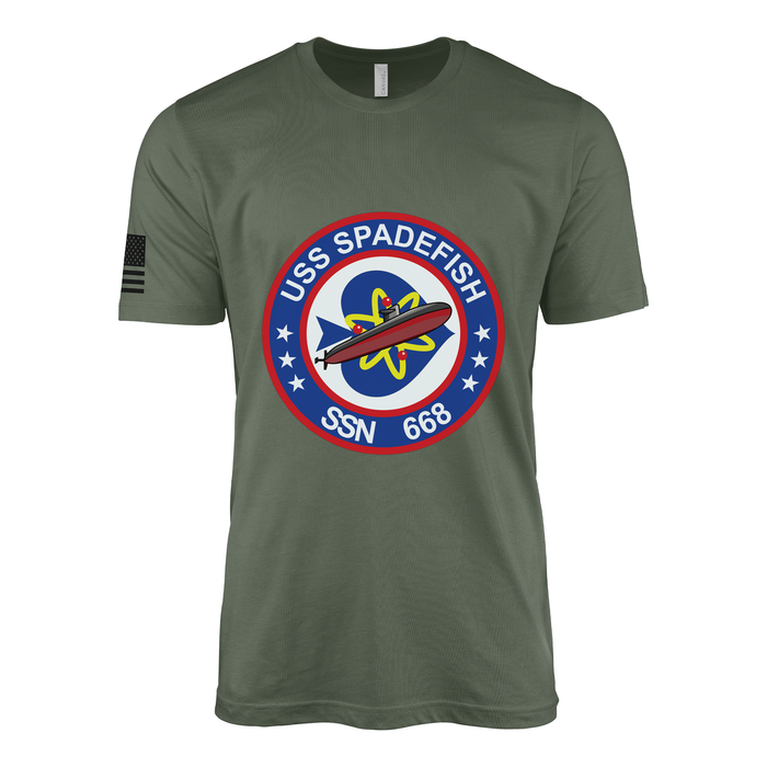 USS Spadefish (SSN-668) Submarine T-Shirt Tactically Acquired Military Green XL