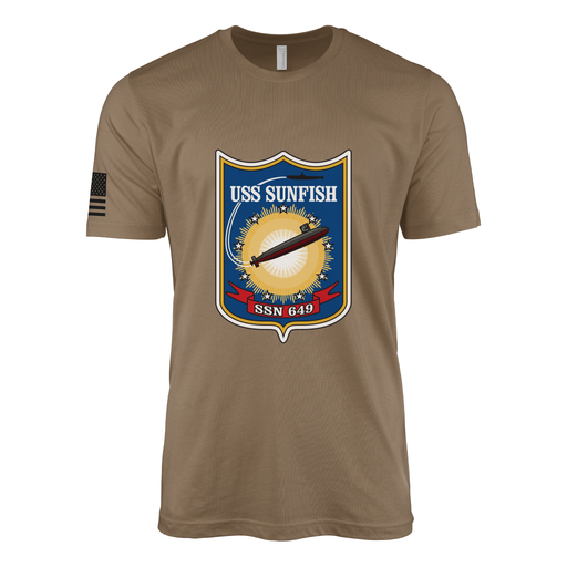 USS Sunfish (SSN-649) Submarine T-Shirt Tactically Acquired Woodland Brown M