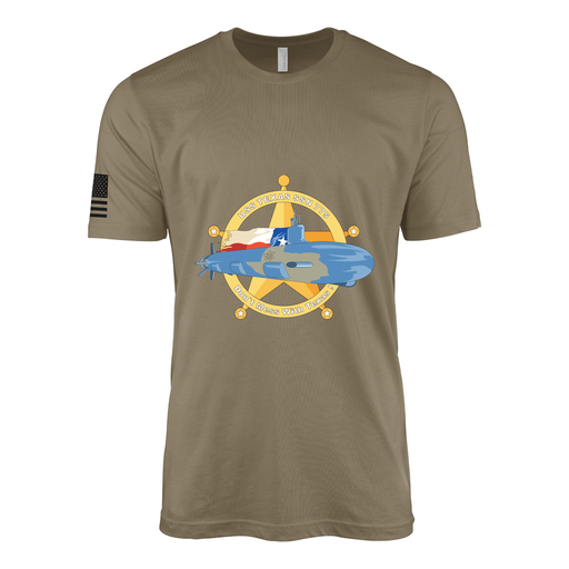 USS Texas (SSN-775) Submarine T-Shirt Tactically Acquired Coyote Brown S