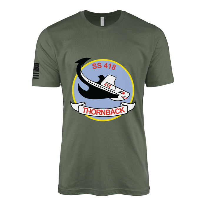 USS Thornback (SS-418) Submarine T-Shirt Tactically Acquired Military Green L