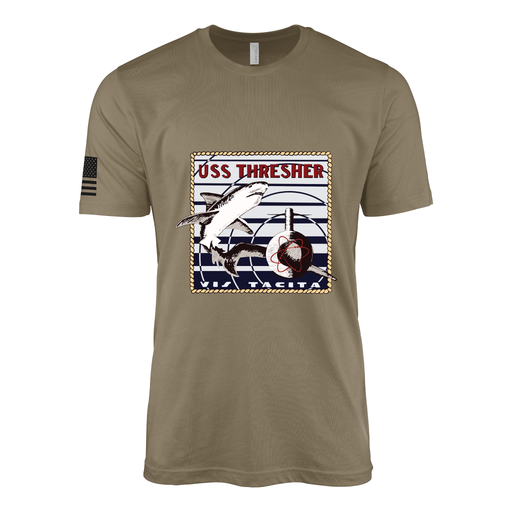 USS Thresher (SSN-593) Submarine T-Shirt Tactically Acquired Coyote Brown S