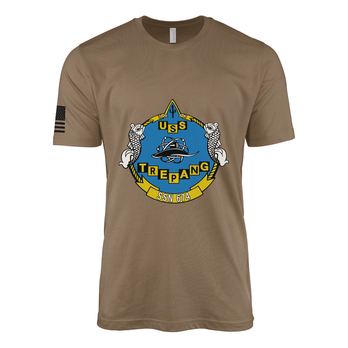 USS Trepang (SSN-674) Submarine T-Shirt Tactically Acquired Woodland Brown M