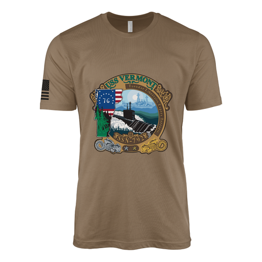USS Vermont (SSN-792) Submarine T-Shirt Tactically Acquired Woodland Brown M