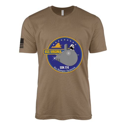 USS Virginia (SSN-774) Submarine T-Shirt Tactically Acquired Woodland Brown M