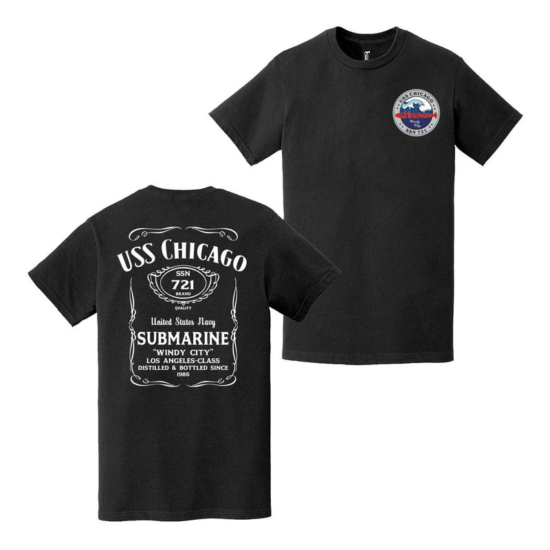 Double-Sided USS Chicago (SSN-721) Whiskey Label T-Shirt