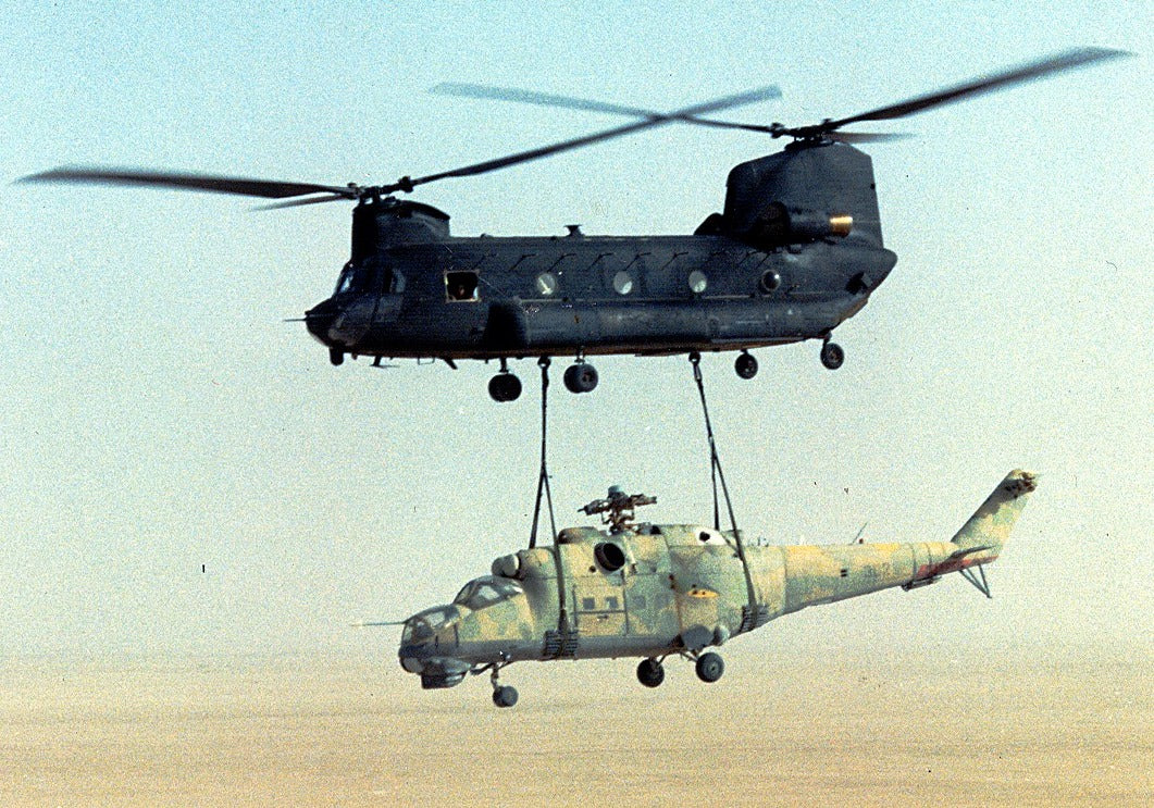 The Regiment's Company E fly the slingloaded Mil Mi-24 out of Chad, known as Operation Mount Hope III