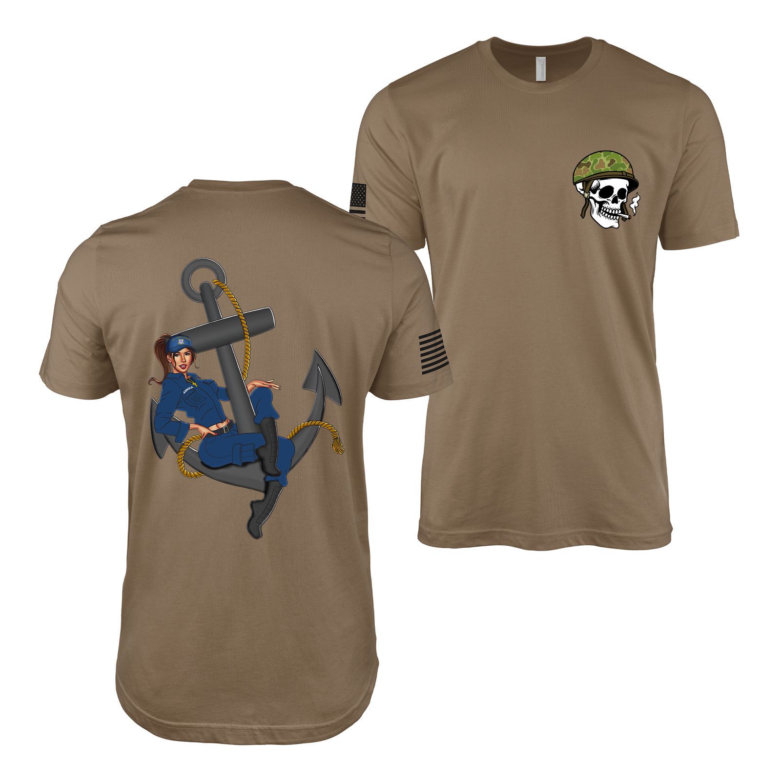 U.S. Coast Guard Pin-Up Girl Annika T-Shirt Tactically Acquired Woodland Brown Small
