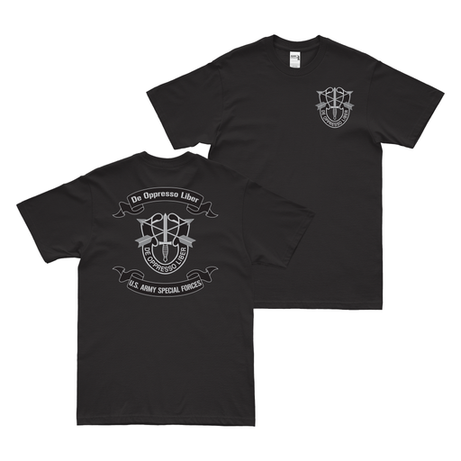 Double-Sided Special Forces De Oppresso Liber Scroll T-Shirt Tactically Acquired Small Black 