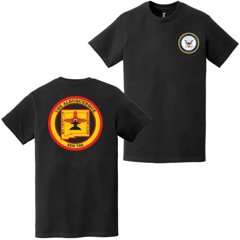 USS Albuquerque (SSN-706) Double-Sided Logo T-Shirt