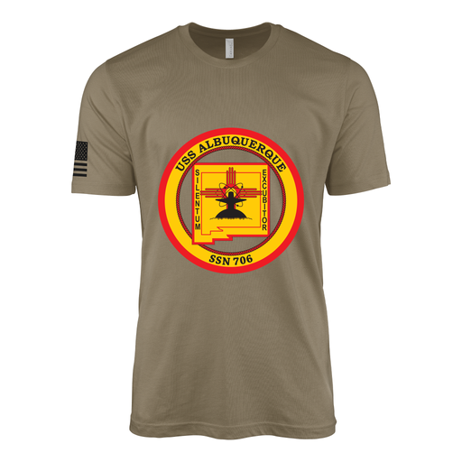 USS Albuquerque (SSN-706) Submarine T-Shirt Tactically Acquired Coyote Brown S