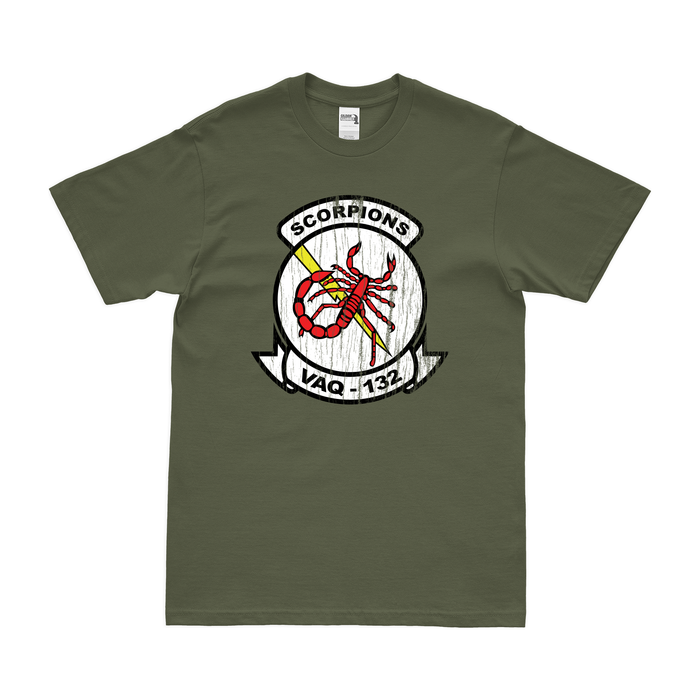 Electronic Attack Squadron 132 (VAQ-132) T-Shirt Tactically Acquired Military Green Distressed Small