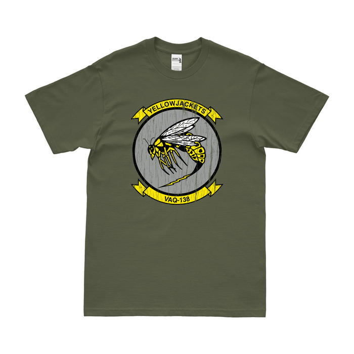 Electronic Attack Squadron 138 (VAQ-138) T-Shirt Tactically Acquired Military Green Distressed Small
