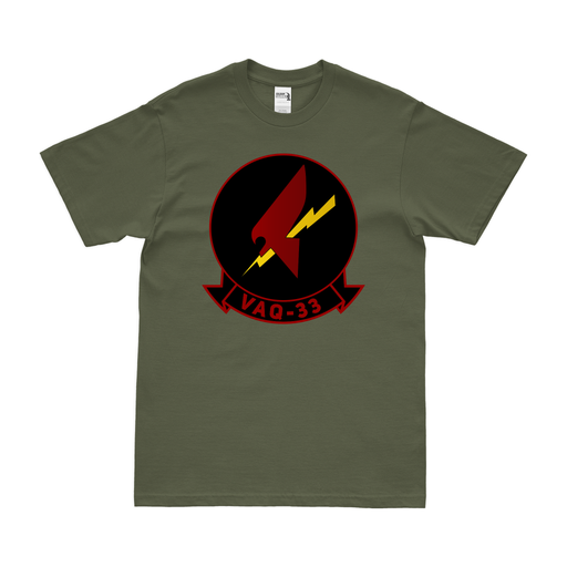 Electronic Attack Squadron 33 (VAQ-33) T-Shirt Tactically Acquired Military Green Clean Small