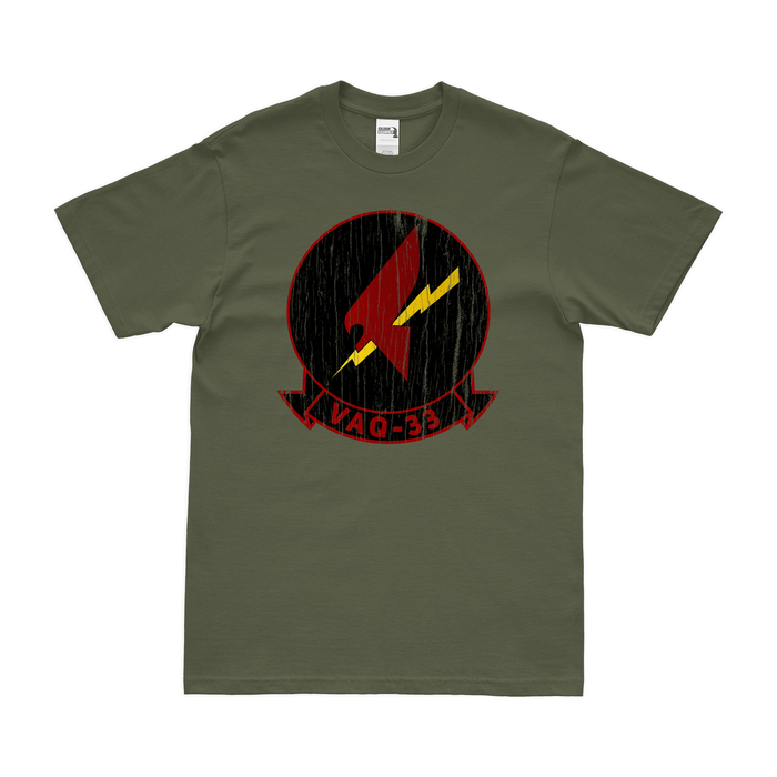 Electronic Attack Squadron 33 (VAQ-33) T-Shirt Tactically Acquired Military Green Distressed Small