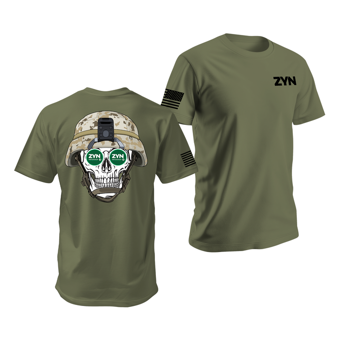 Zyn USMC Skull T-Shirt Tactically Acquired Military Green Small Wintergreen