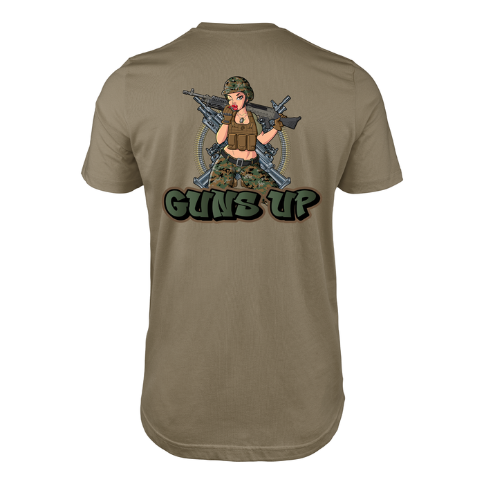 'Guns Up' USMC 0331 Machine Gunner Yesi Pin Up Girl T-Shirt Tactically Acquired