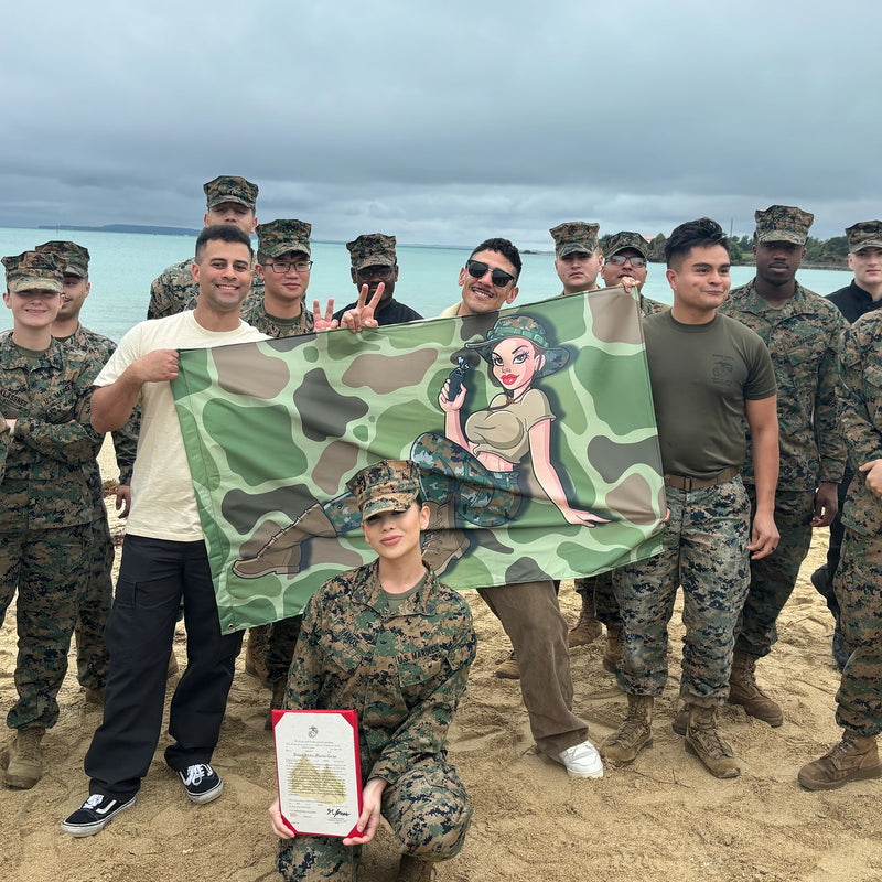 Yesi’s USMC Pin-Up Girl Frogskin Camo Taser Flag