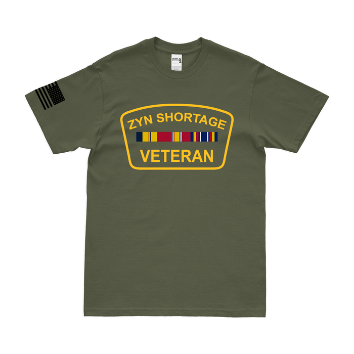 ZYN Shortage Veteran T-Shirt Tactically Acquired Military Green Small 