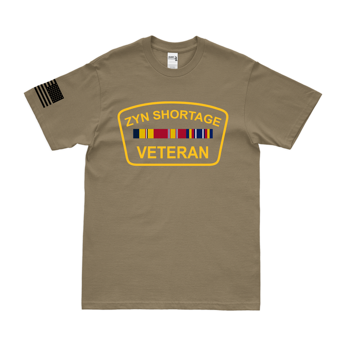 ZYN Shortage Veteran T-Shirt Tactically Acquired Coyote Brown Small 