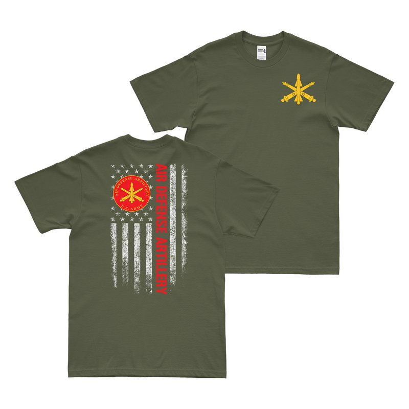 Double-Sided Air Defense Artillery American Flag T-Shirt