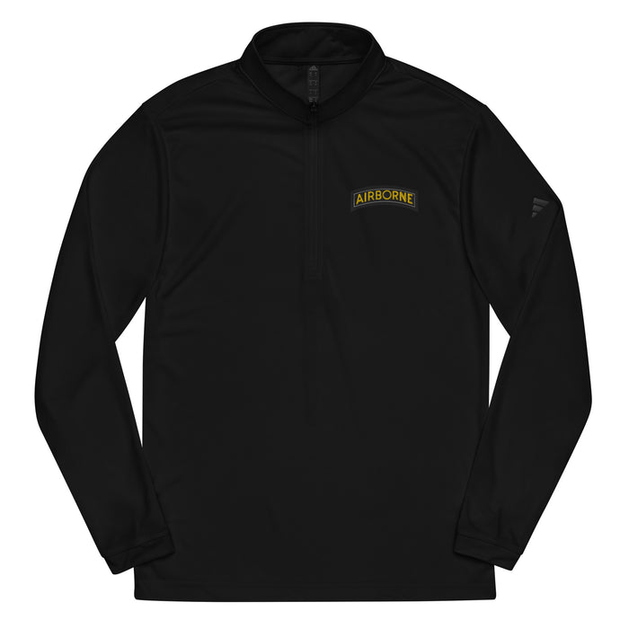 U.S. Army Airborne Tab Embroidered Adidas® Quarter Zip Pullover Tactically Acquired Black S 