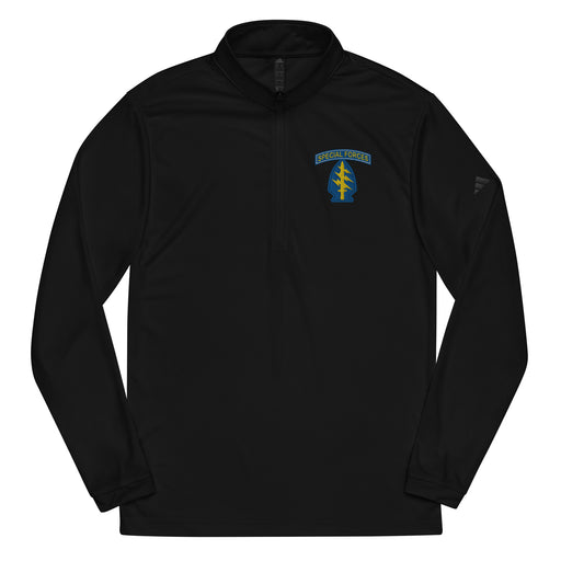 U.S. Army Special Forces Embroidered Adidas® Quarter Zip Pullover Tactically Acquired Black S 