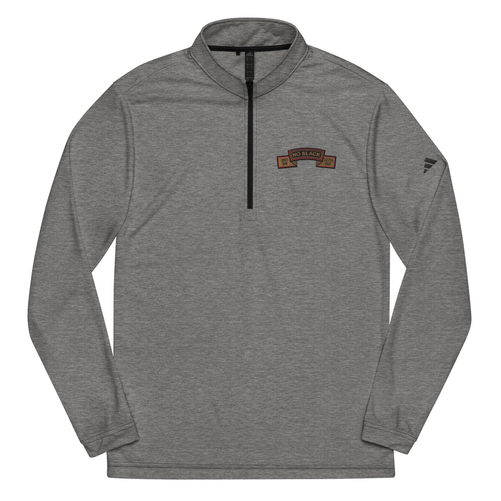 2-327 Infantry Embroidered Adidas® Quarter Zip Pullover Tactically Acquired Black Heather S 