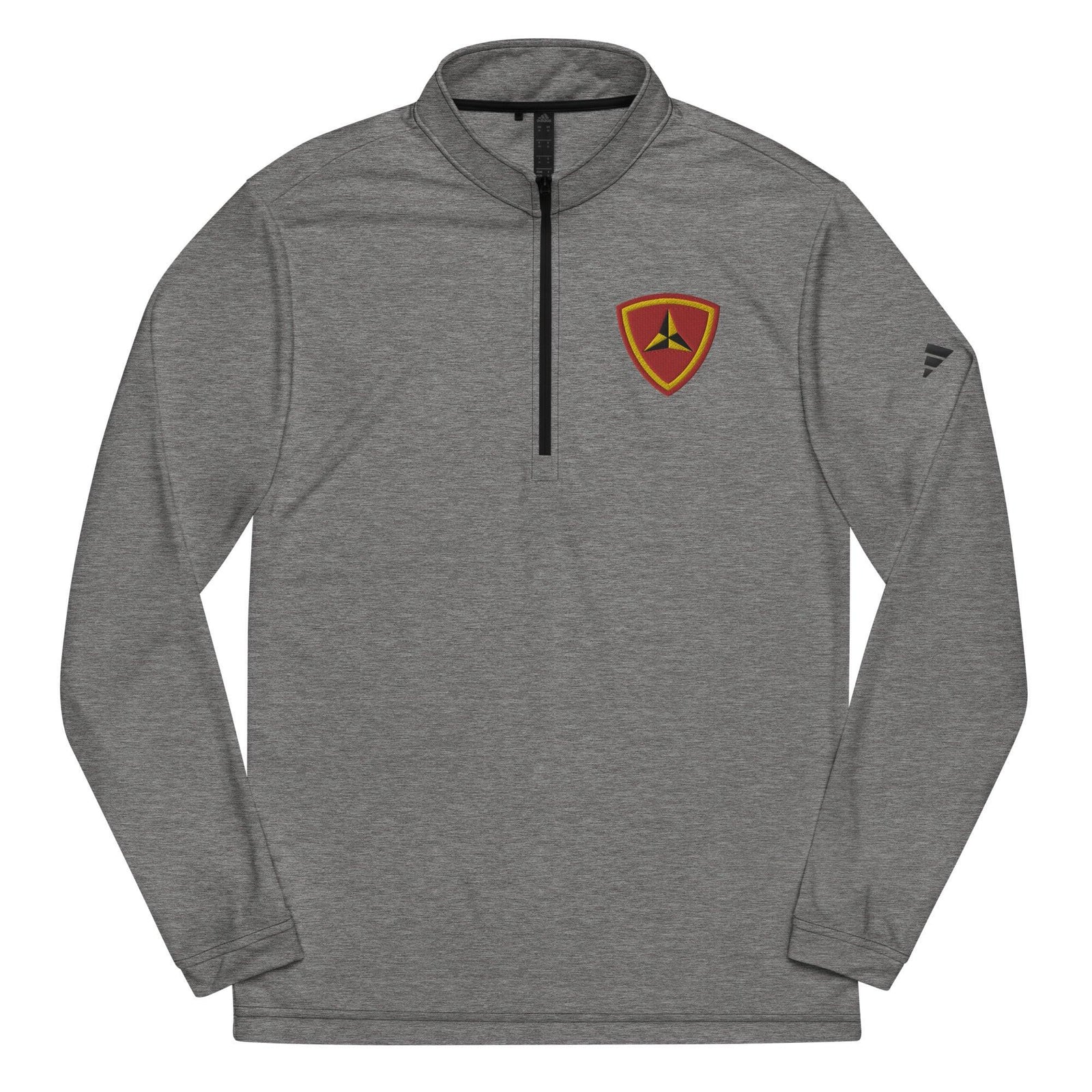 3rd Marine Division Embroidered Adidas® Quarter Zip Pullover Tactically Acquired Black Heather S 
