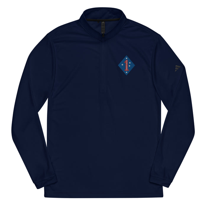 1st Marine Division Embroidered Adidas® Quarter Zip Pullover Tactically Acquired Collegiate Navy S 