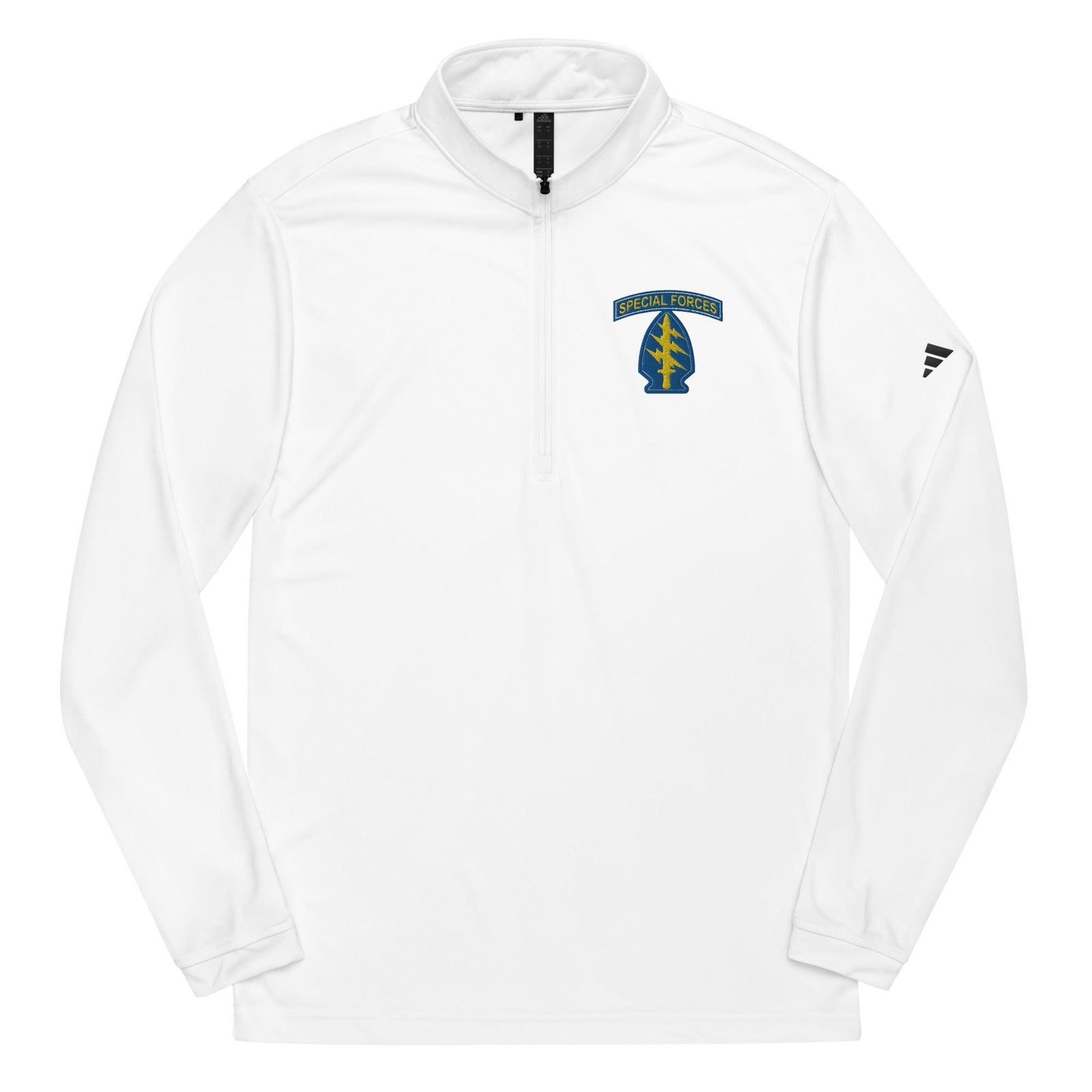 U.S. Army Special Forces Embroidered Adidas® Quarter Zip Pullover Tactically Acquired White S 