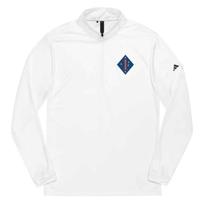 1st Marine Division Embroidered Adidas® Quarter Zip Pullover Tactically Acquired White S 