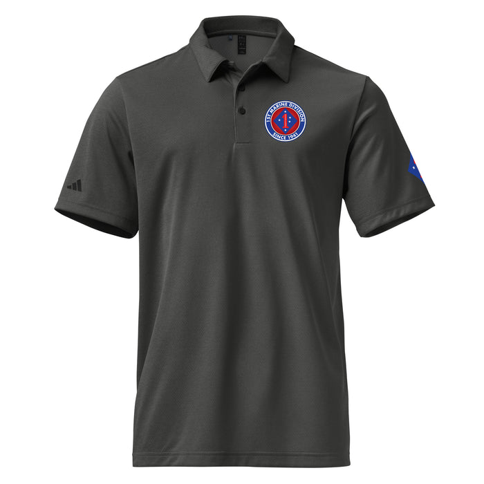 1st Marine Division Since 1941 Adidas® Polo Tactically Acquired Black Melange S 