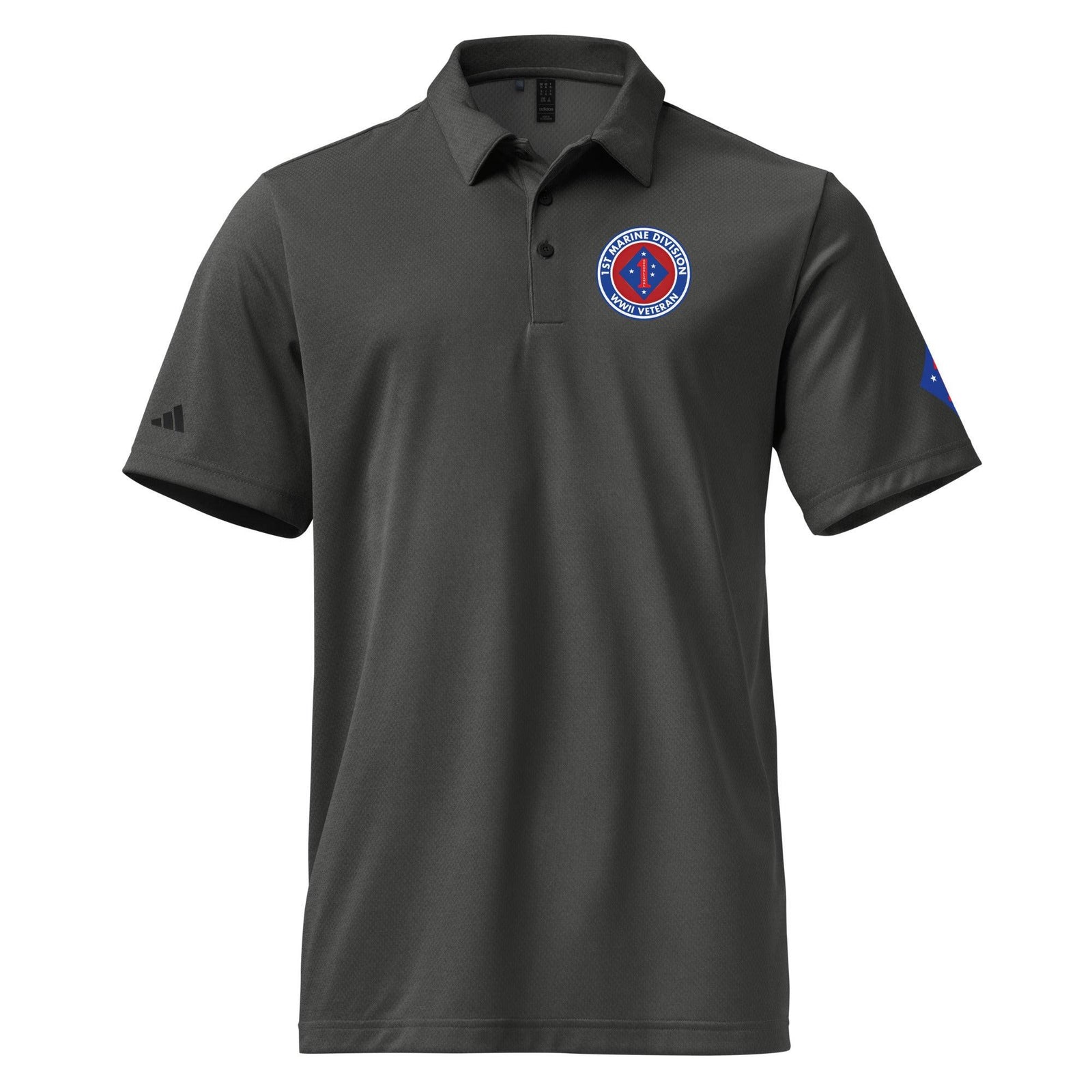 1st Marine Division WW2 Veteran Adidas® Polo Tactically Acquired Black Melange S 
