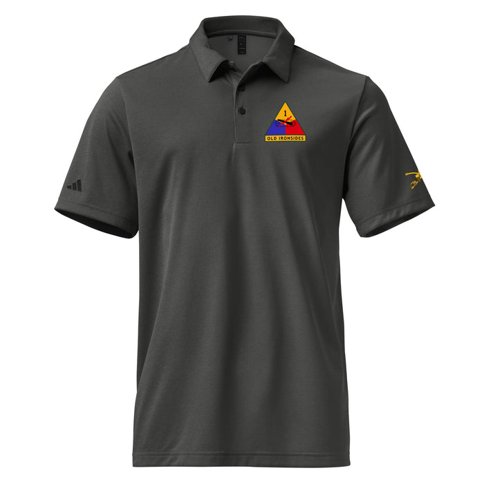 1st Armored Division Adidas® Polo Tactically Acquired Black Melange S 