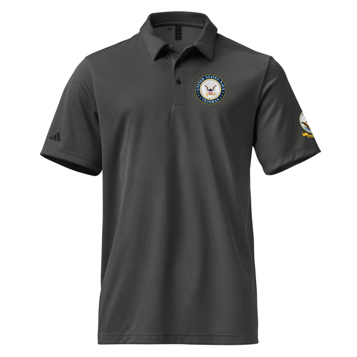 U.S. Navy Veteran Left Chest Emblem Adidas® Polo Shirt Tactically Acquired Black Melange S 