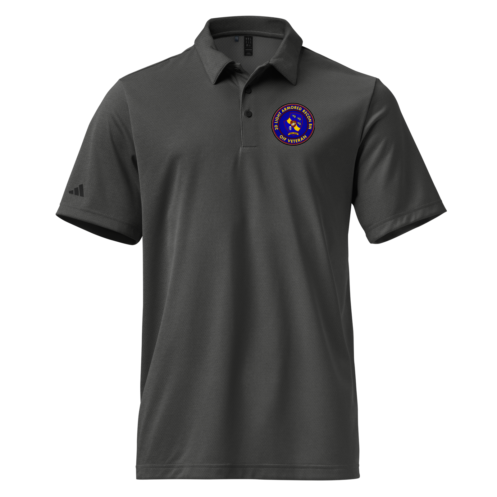 3d LAR OIF Veteran Adidas® Space-Dyed Polo Tactically Acquired Black Melange S 
