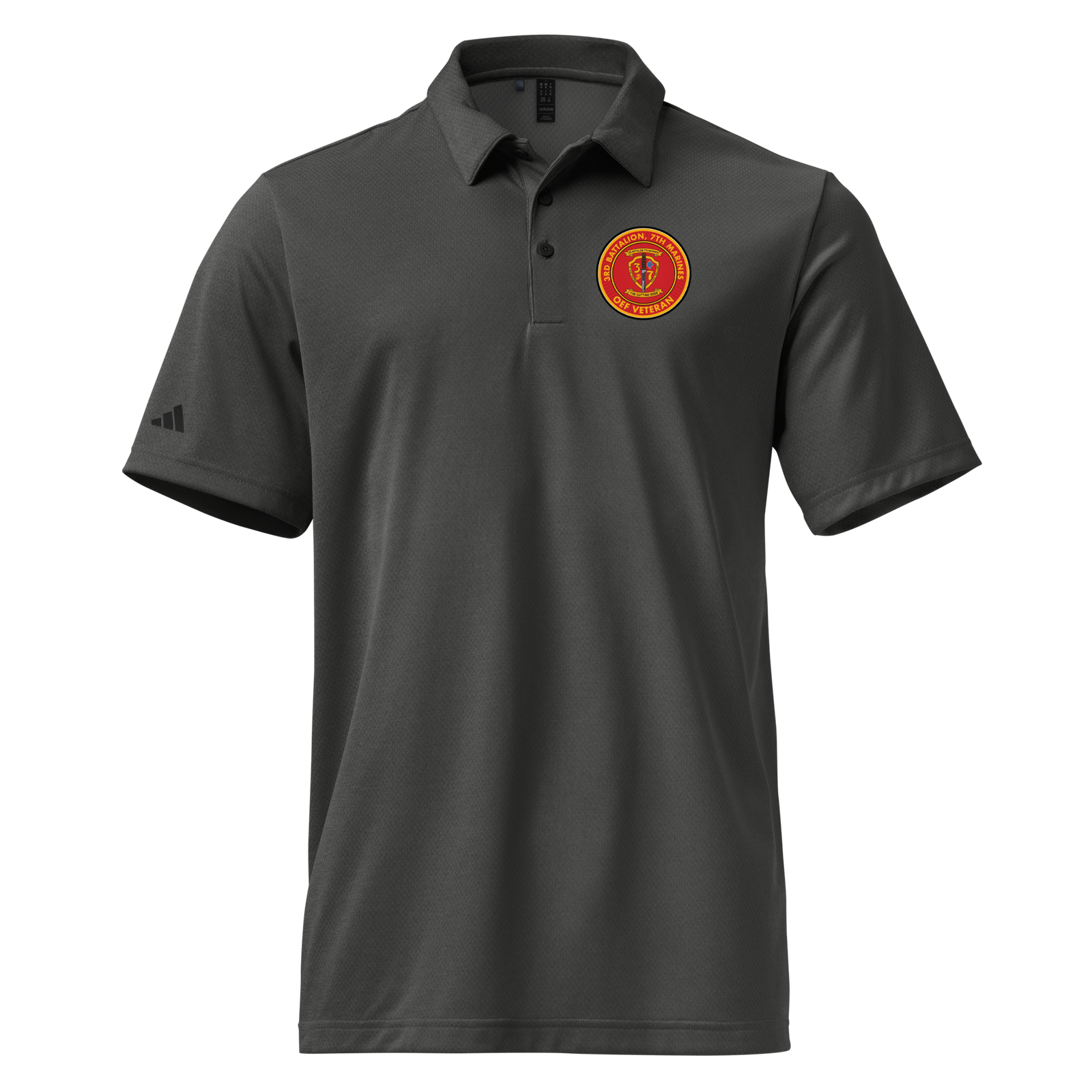 3/7 Marines OEF Veteran Adidas® Space-Dyed Polo Tactically Acquired Black Melange S 