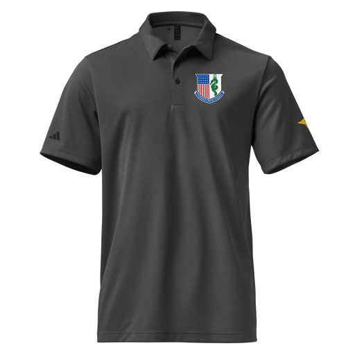 U.S. Army Medical Corps Branch Adidas® Unisex Space-Dyed Polo Tactically Acquired Black Melange S