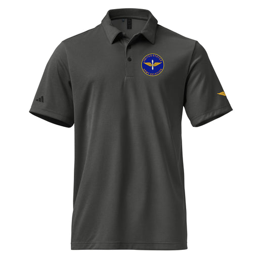 U.S. Army Aviation Adidas® Unisex Space-Dyed Polo Tactically Acquired Black Melange S