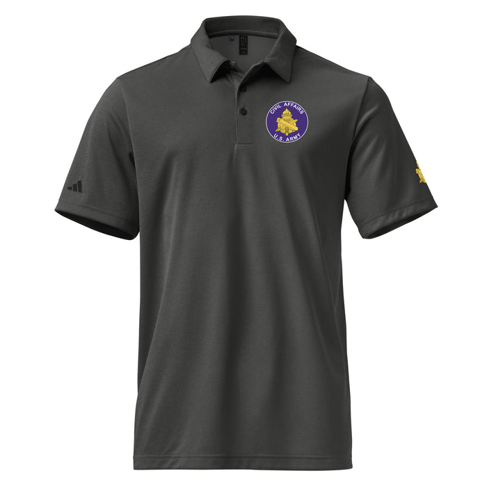 U.S. Army Civil Affairs Adidas® Unisex Space-Dyed Polo Tactically Acquired Black Melange S