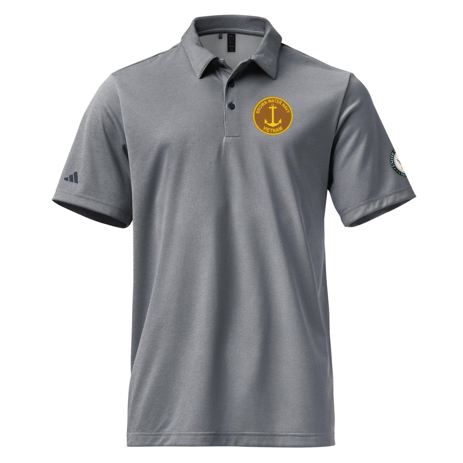 Brown Water Navy Left Chest Emblem Adidas® Polo Shirt Tactically Acquired Collegiate Navy Melange S 